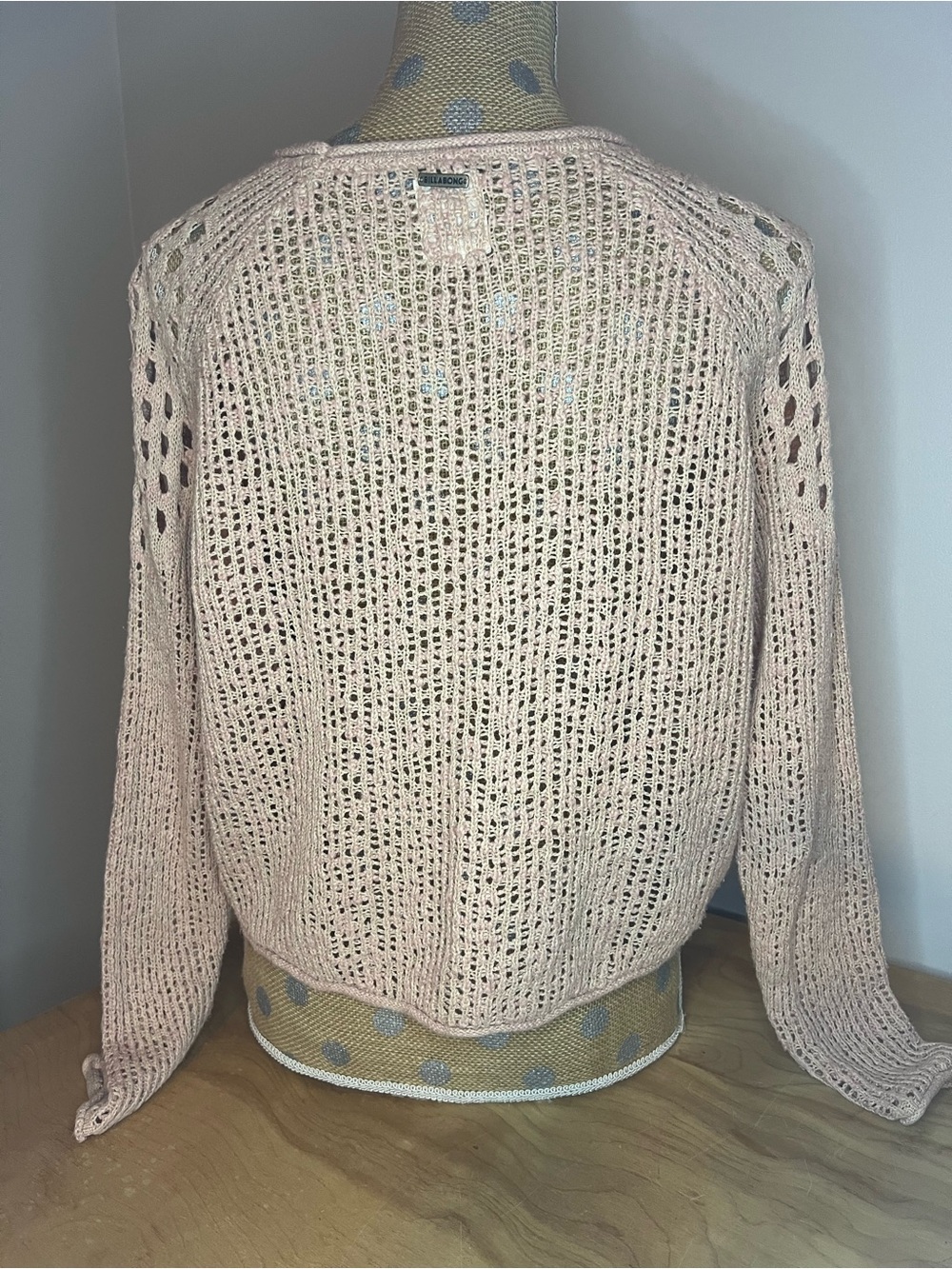 Billabong Open Knit Scoop Neck Sweater in Blush Pink - Picture 2 of 5